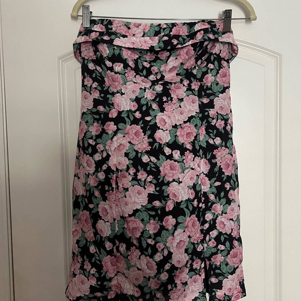 Hello Molly Floral Black and Pink Strapless Women's Dress